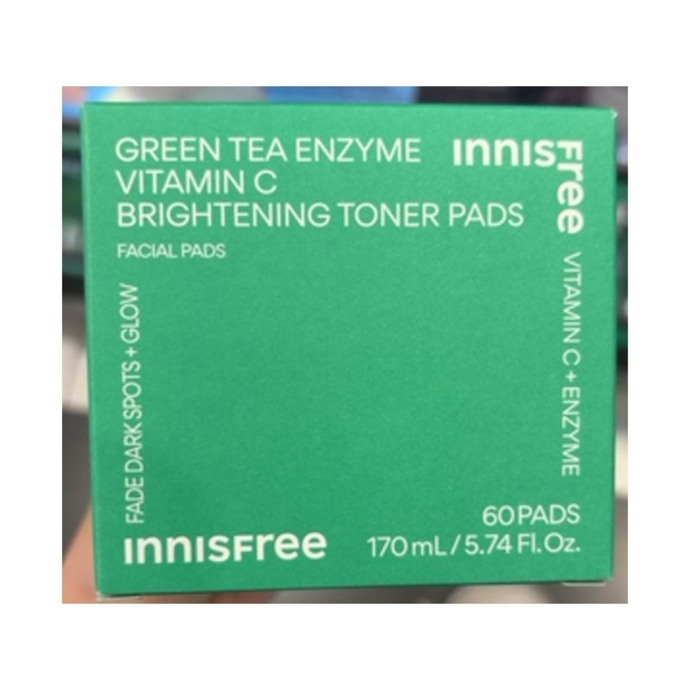 Innisfree Green Tea Enzyme Vitamin C Brightening Toner Pads, 60 Pads / 170 mL